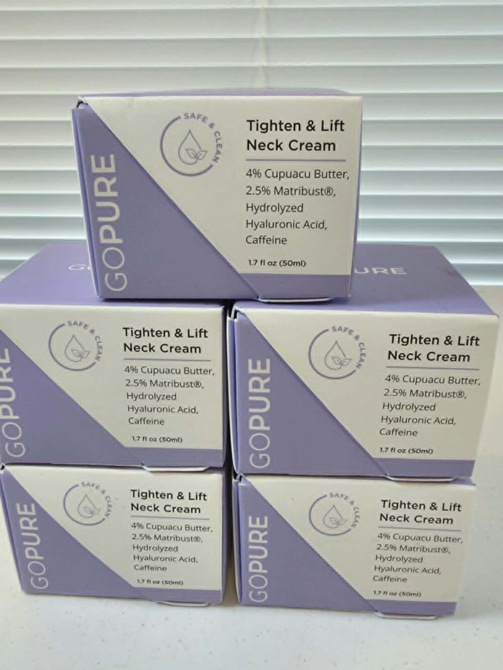 GOPURE BEAUTY TIGHTEN LIFT FIRMING NECK CREAM (5) 1.7 oz EXP 08/2028 NEW SEALED